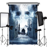 Beängstigend Geist Und Nebelig Grab Glücklich Halloween Hintergrund